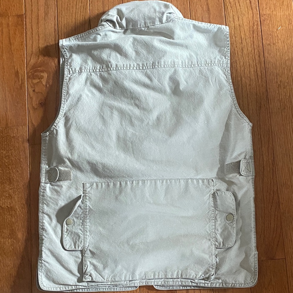 Vintage Banana Republic Safari Utility Vest Hidden Hood Khaki Cotton 80s S - Picture 7 of 12